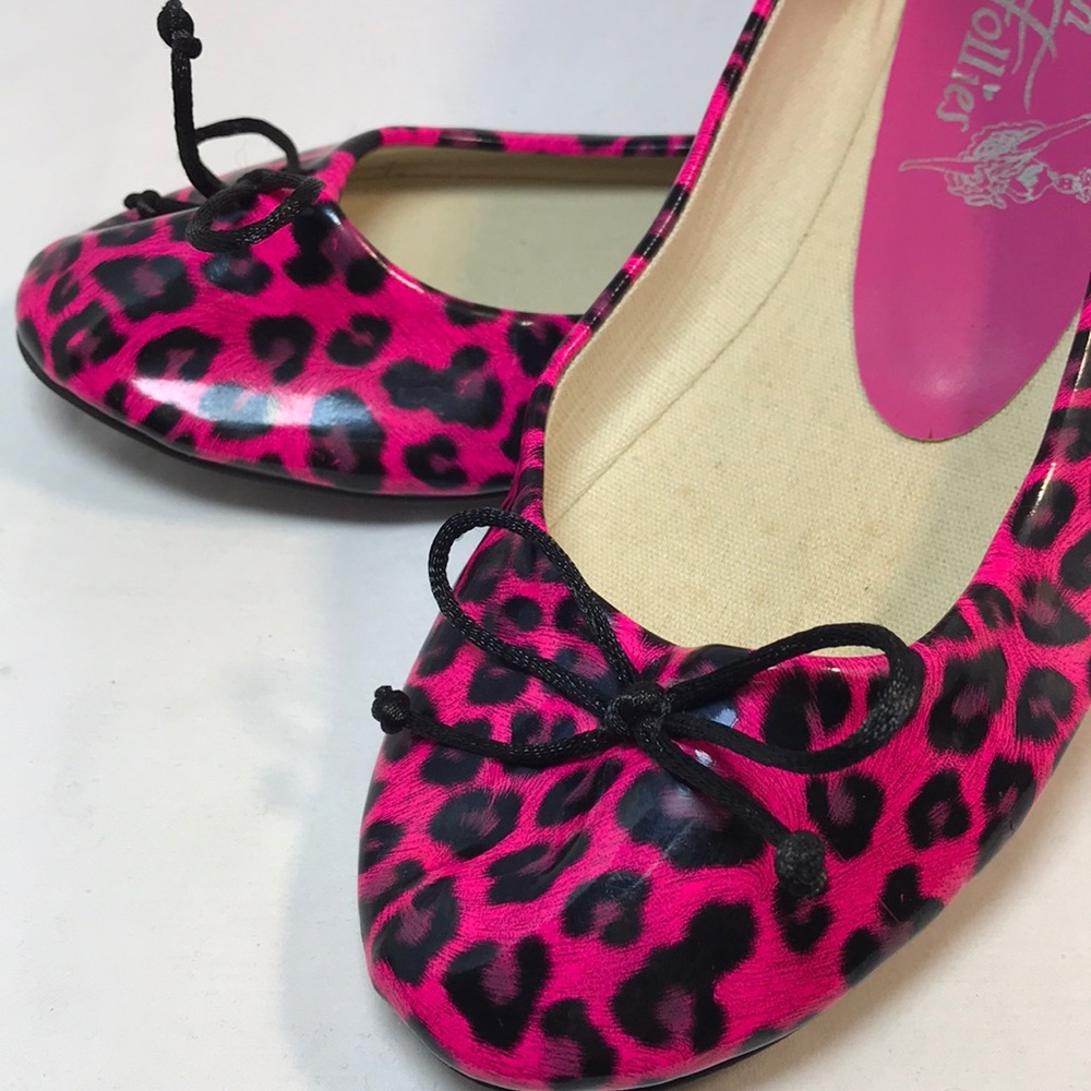 French Follies wo’s flat leopard pink/black Sz 7.5